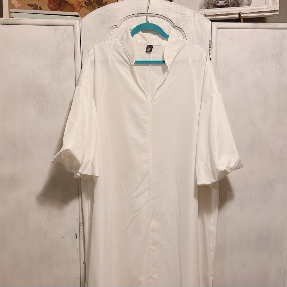 SHEIN Classic White Bubble Sleeve Dress Size 2XL. - Picture 3 of 8